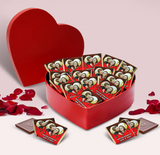 Kalp Kutuda Fotoğraflı Çikolatalar